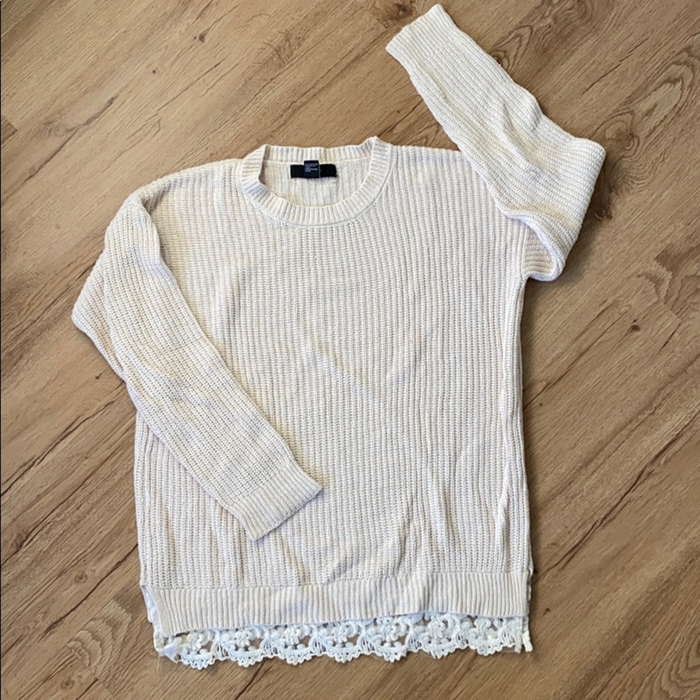 Lace bottom sweater